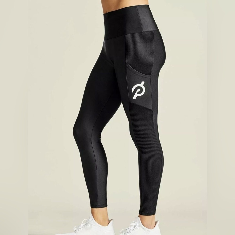 PELOTON Ribbed Pocket Athletic Legging Pants Black Size Small